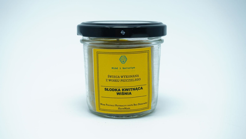 Świeca w słoiku z wosku pszczelego słodka kwitnąca wiśnia 120 ml